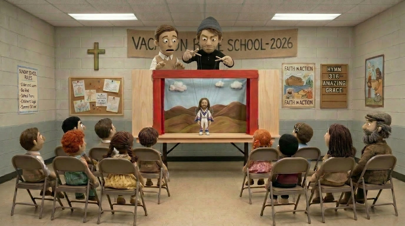 Still: the puppet show performed for the kids